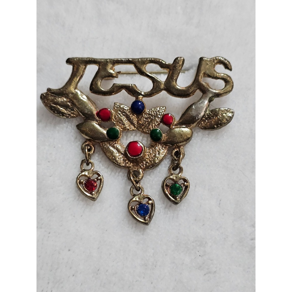 2 vintage pins Jesus and Breast cancer awareness very cute classy shirt pins